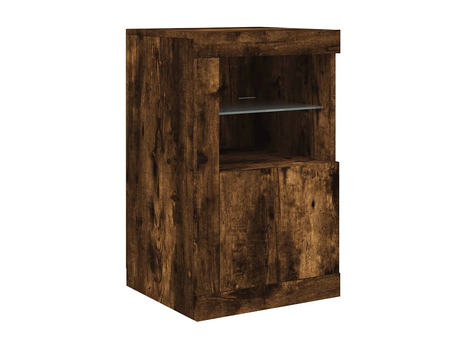 Armoire latérale avec lumières LED chêne fumé bois d'ingénierie