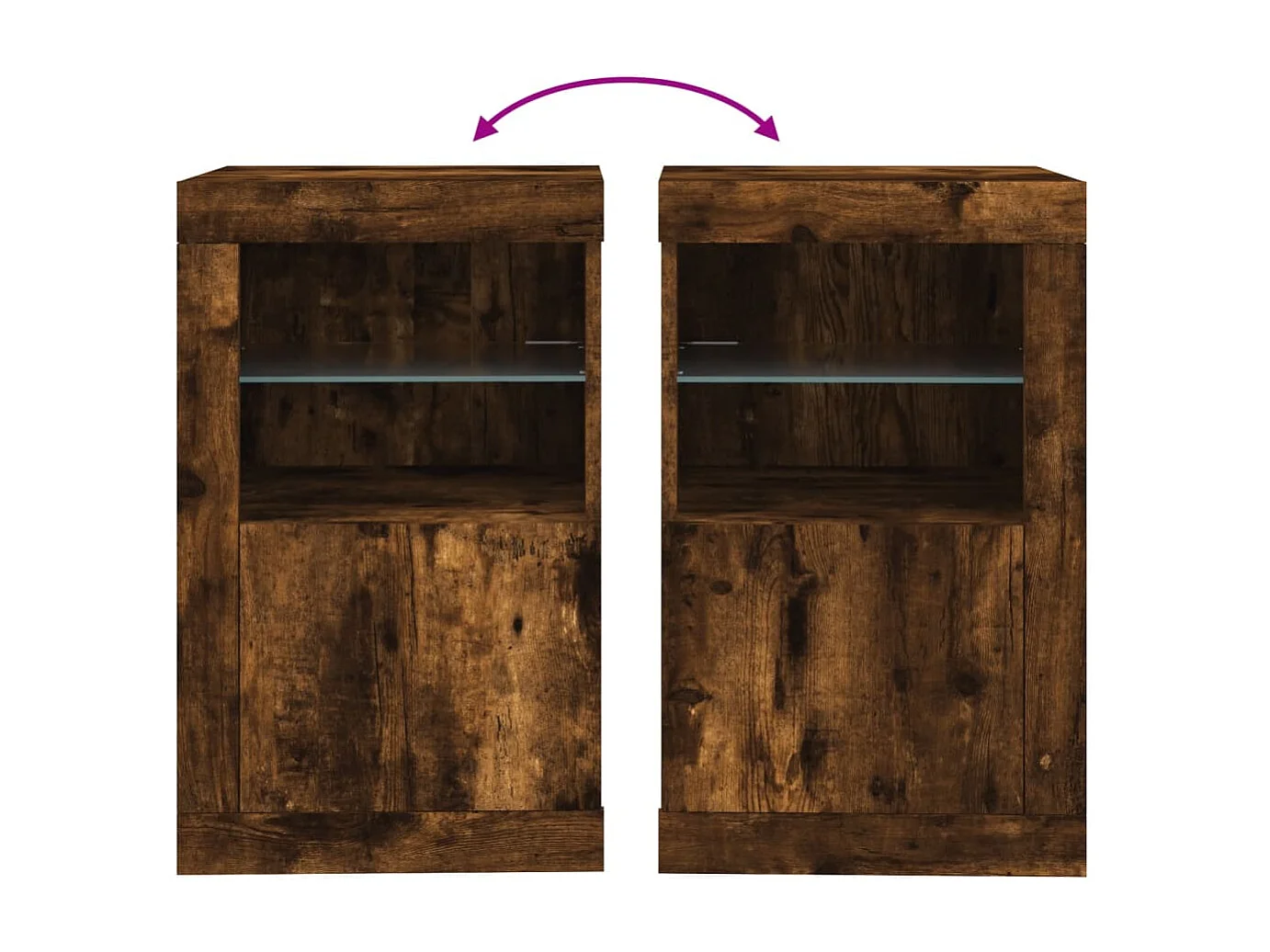 Armoire latérale avec lumières LED chêne fumé bois d'ingénierie