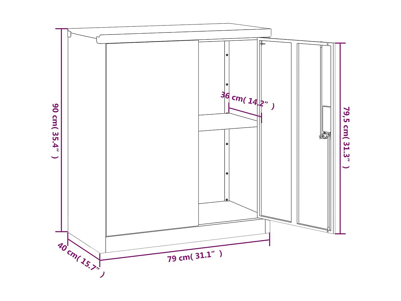 Classeur gris clair 79x40x90 acier