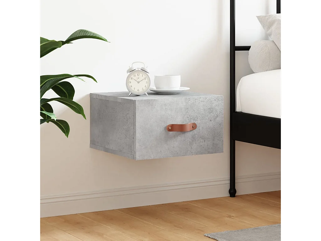 Table de chevet murale gris béton 35x35x20