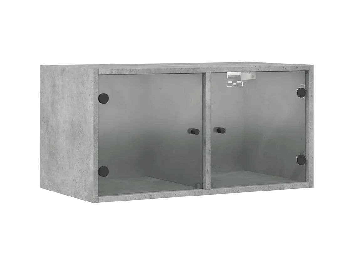 Armoires murales et portes vitrées 2pcs gris béton 68,5x37x35