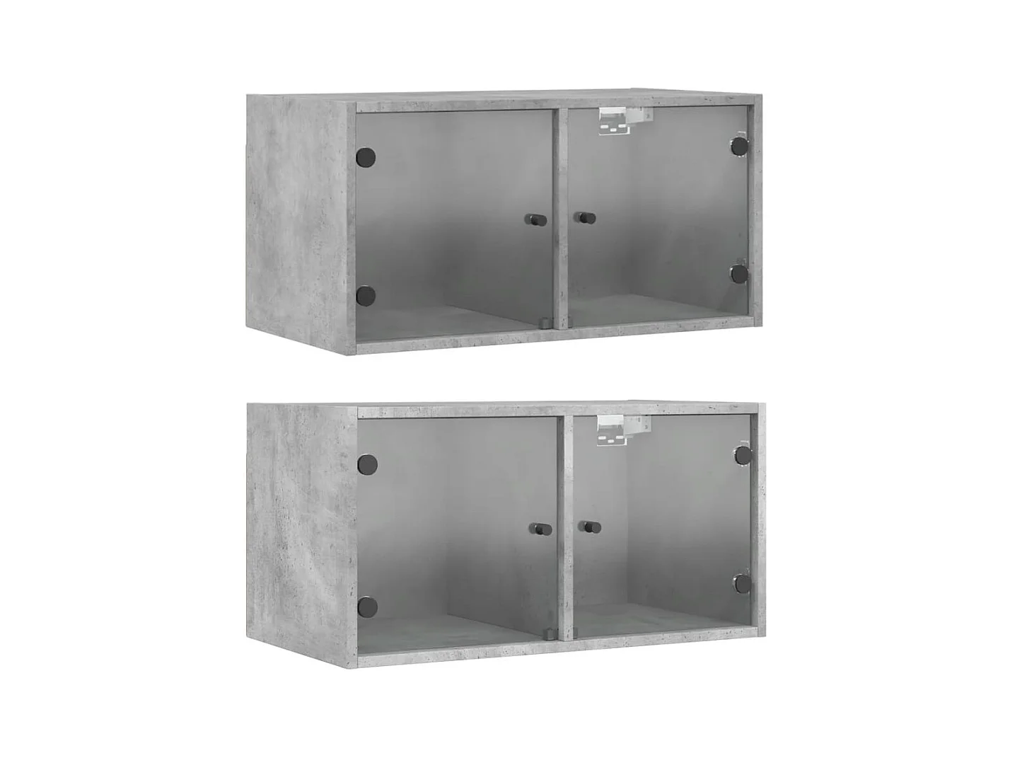 Armoires murales et portes vitrées 2pcs gris béton 68,5x37x35