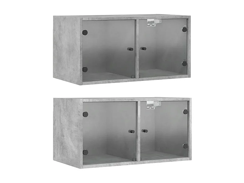 Armoires murales et portes vitrées 2pcs gris béton 68,5x37x35