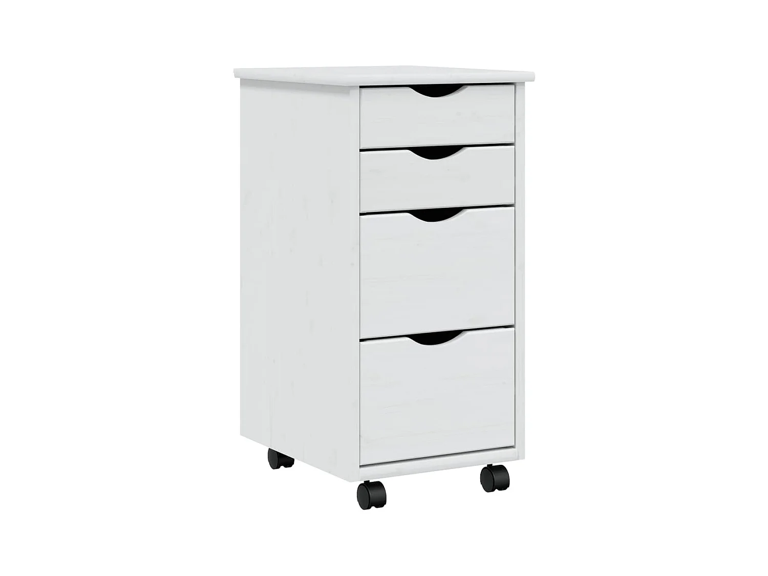 Armoire roulante avec tiroirs MOSS blanc bois de pin solide