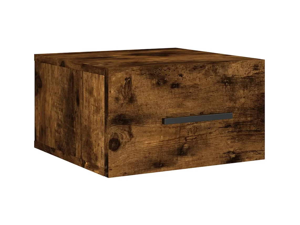 Table de chevet murale chêne fumé 35x35x20