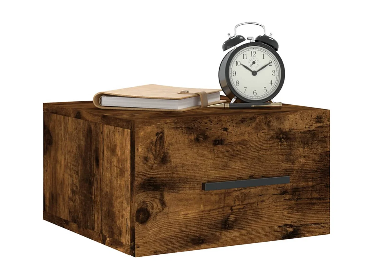 Table de chevet murale chêne fumé 35x35x20