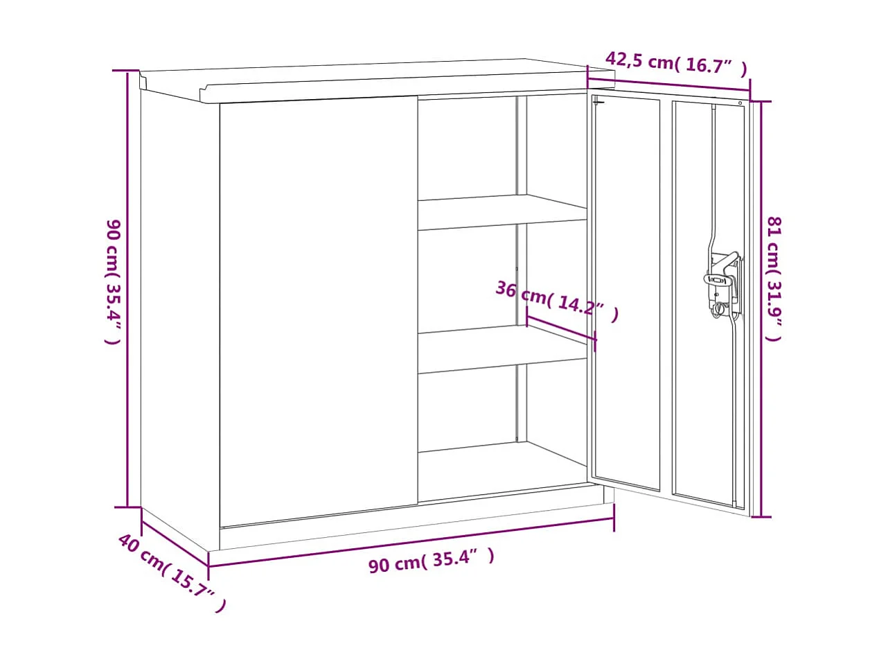 Classeur anthracite 90x40x90 acier