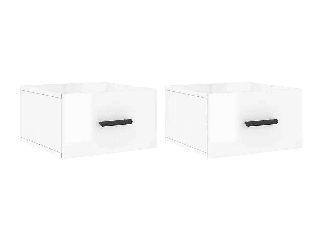 Tables de chevet murales 2 pcs blanc brillant 35x35x20
