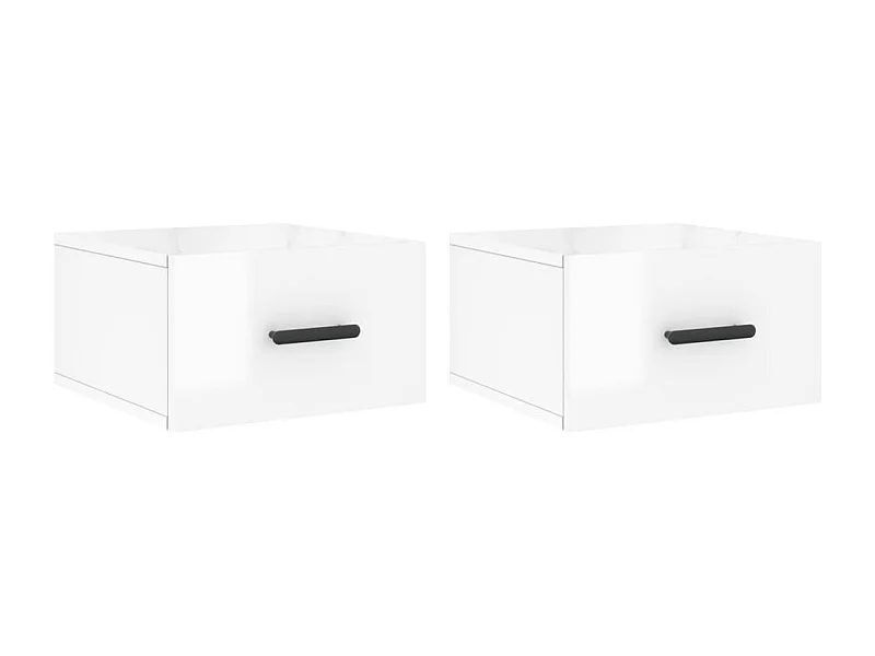 Tables de chevet murales 2 pcs blanc brillant 35x35x20