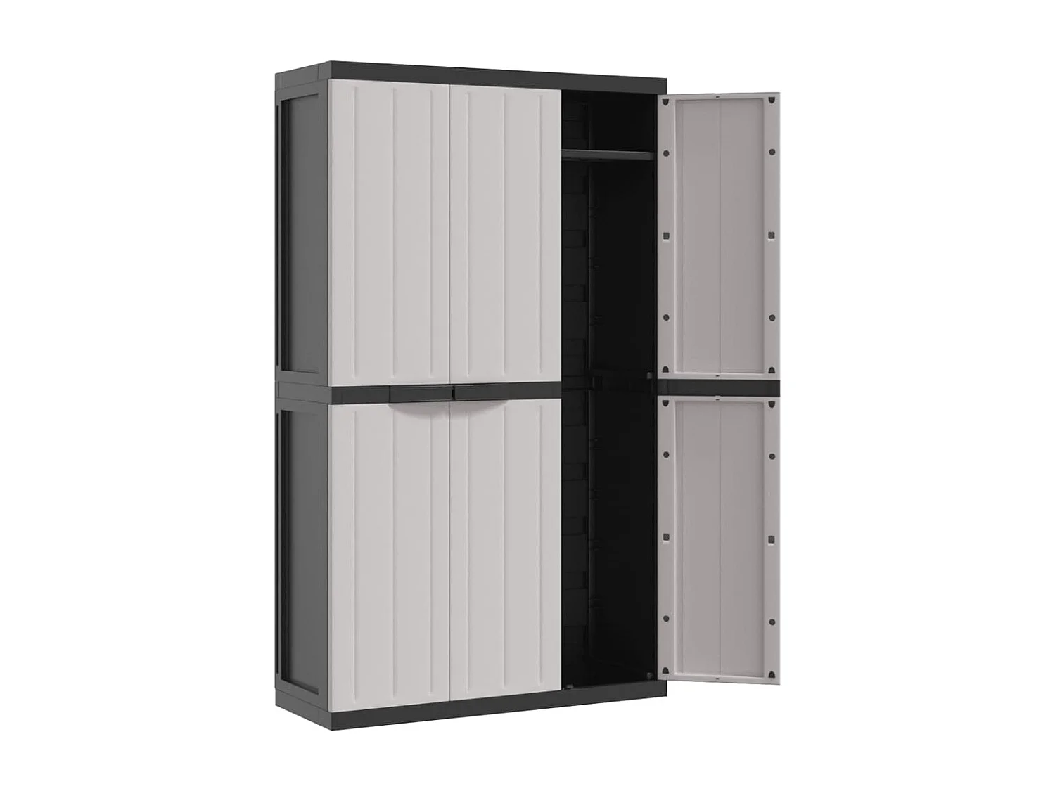 Armoire de rangement d'extérieur gris et noir 97x37x165 PP