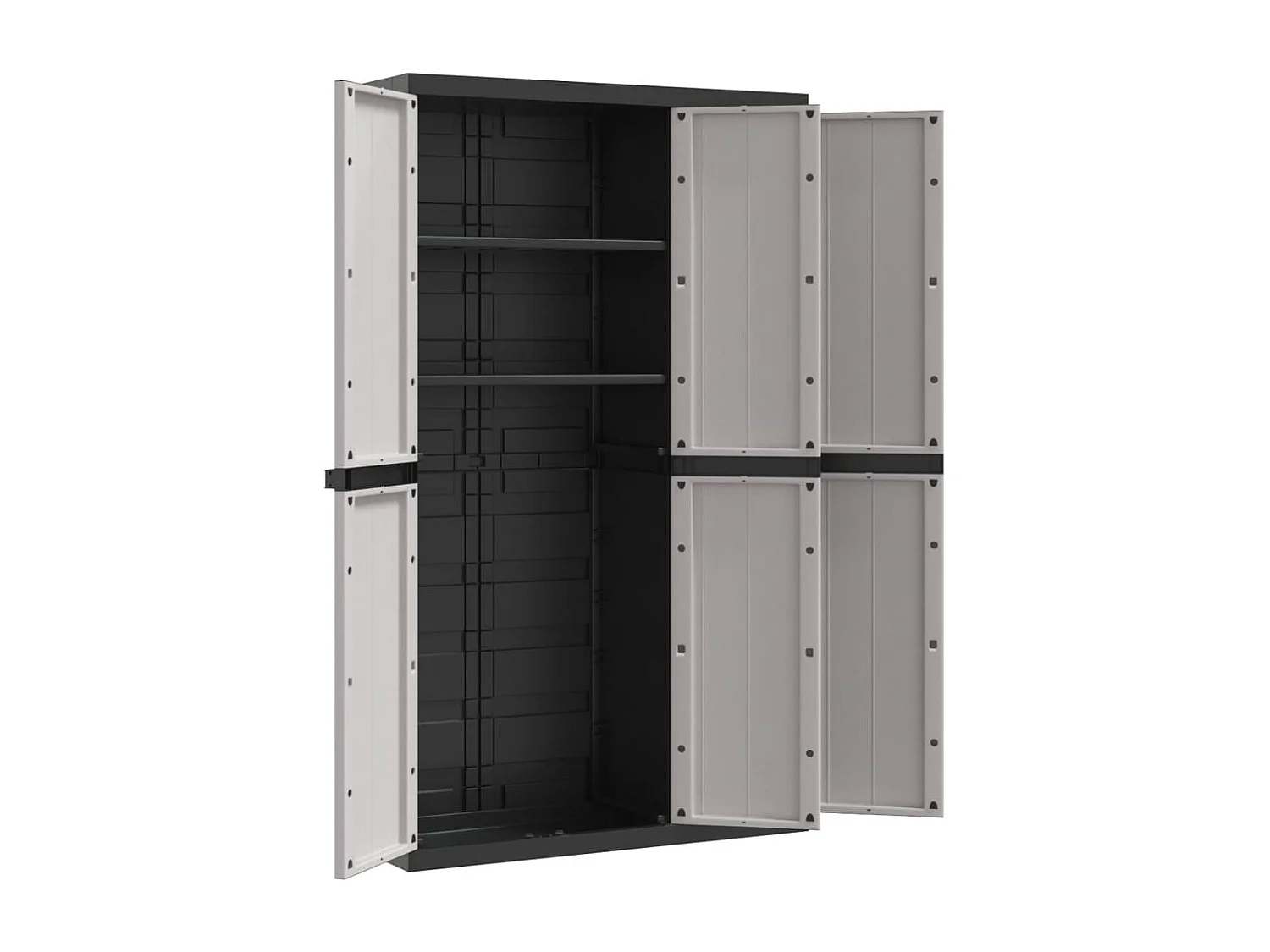 Armoire de rangement d'extérieur gris et noir 97x37x165 PP