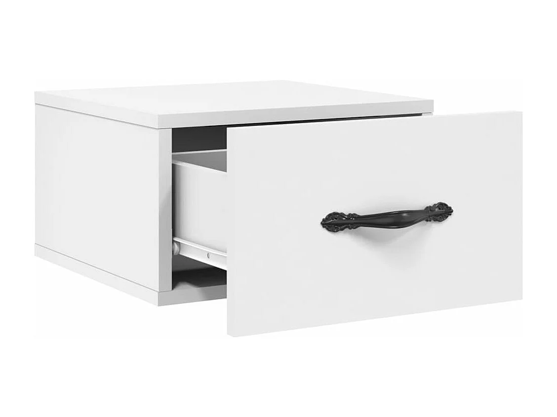 Table de chevet murale blanc 35x35x20