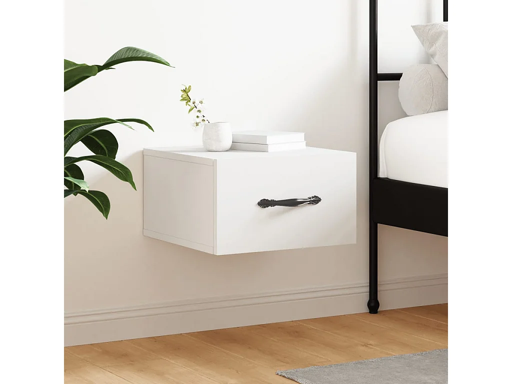 Table de chevet murale blanc 35x35x20