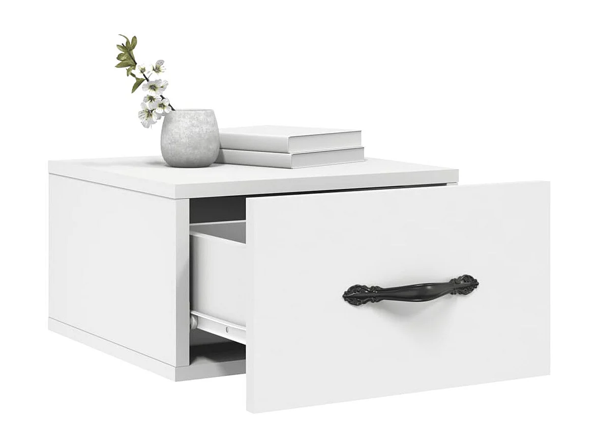 Table de chevet murale blanc 35x35x20