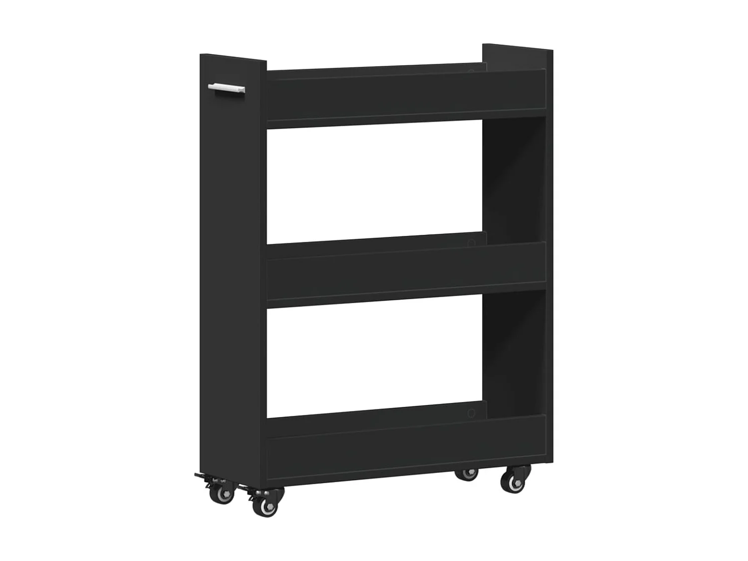 Armoire avec roues noir 60x22x79 bois d'ingénierie