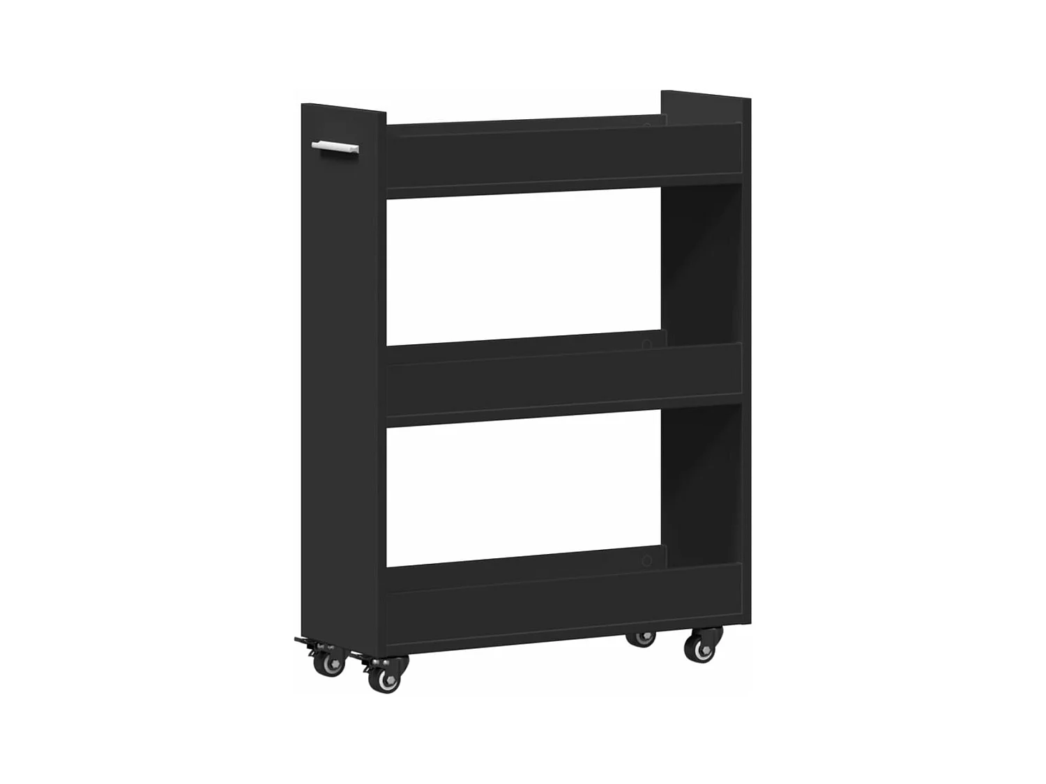 Armoire avec roues noir 60x22x79 bois d'ingénierie