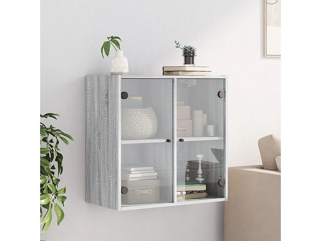 Armoire murale avec portes en verre sonoma gris 68x37x68,5