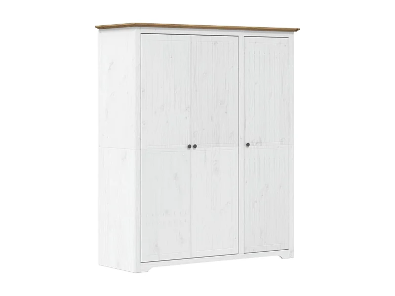 Garde-robe BODO blanc marron 151,5x52x176,5 bois massif pin
