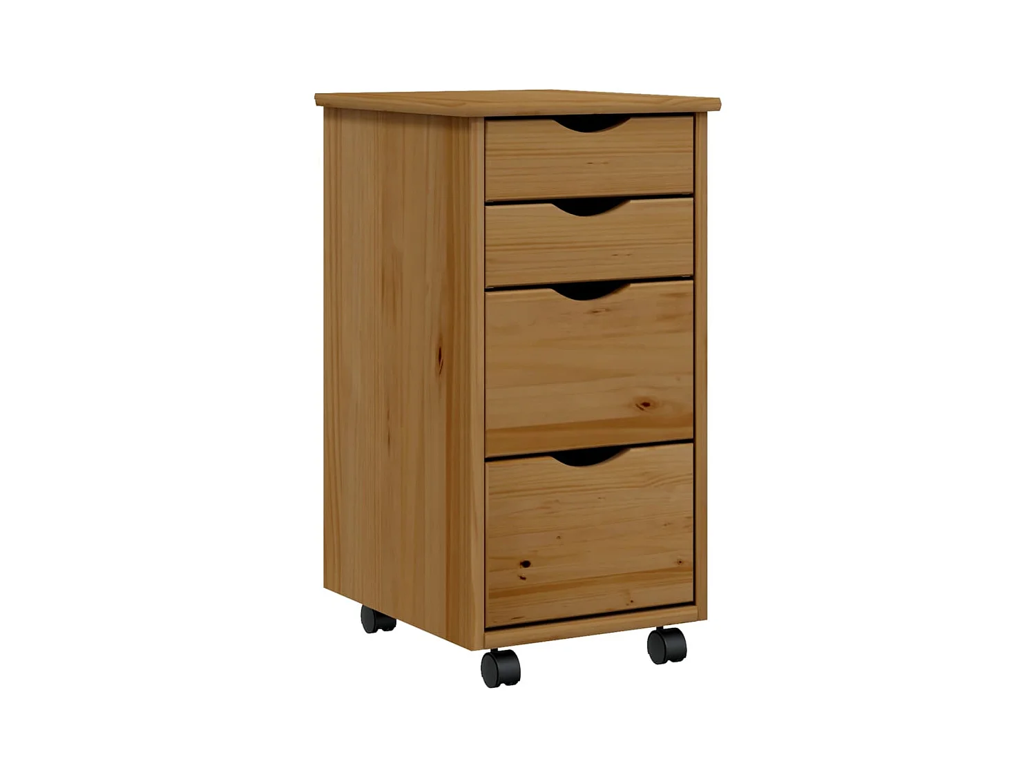 Armoire roulante avec tiroirs MOSS bois de pin marron miel