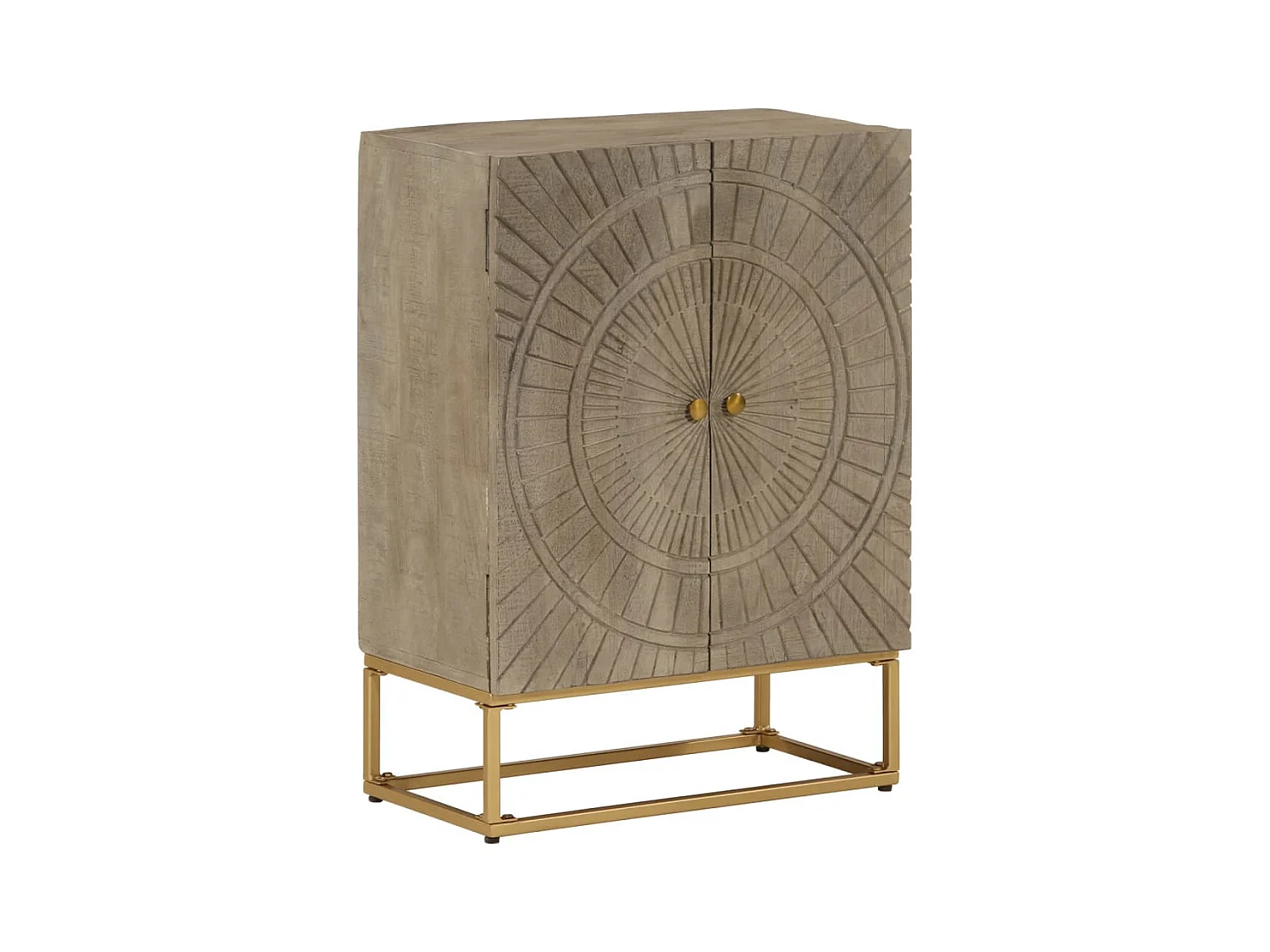 Buffet noir 55x30x76 bois massif de manguier et fer