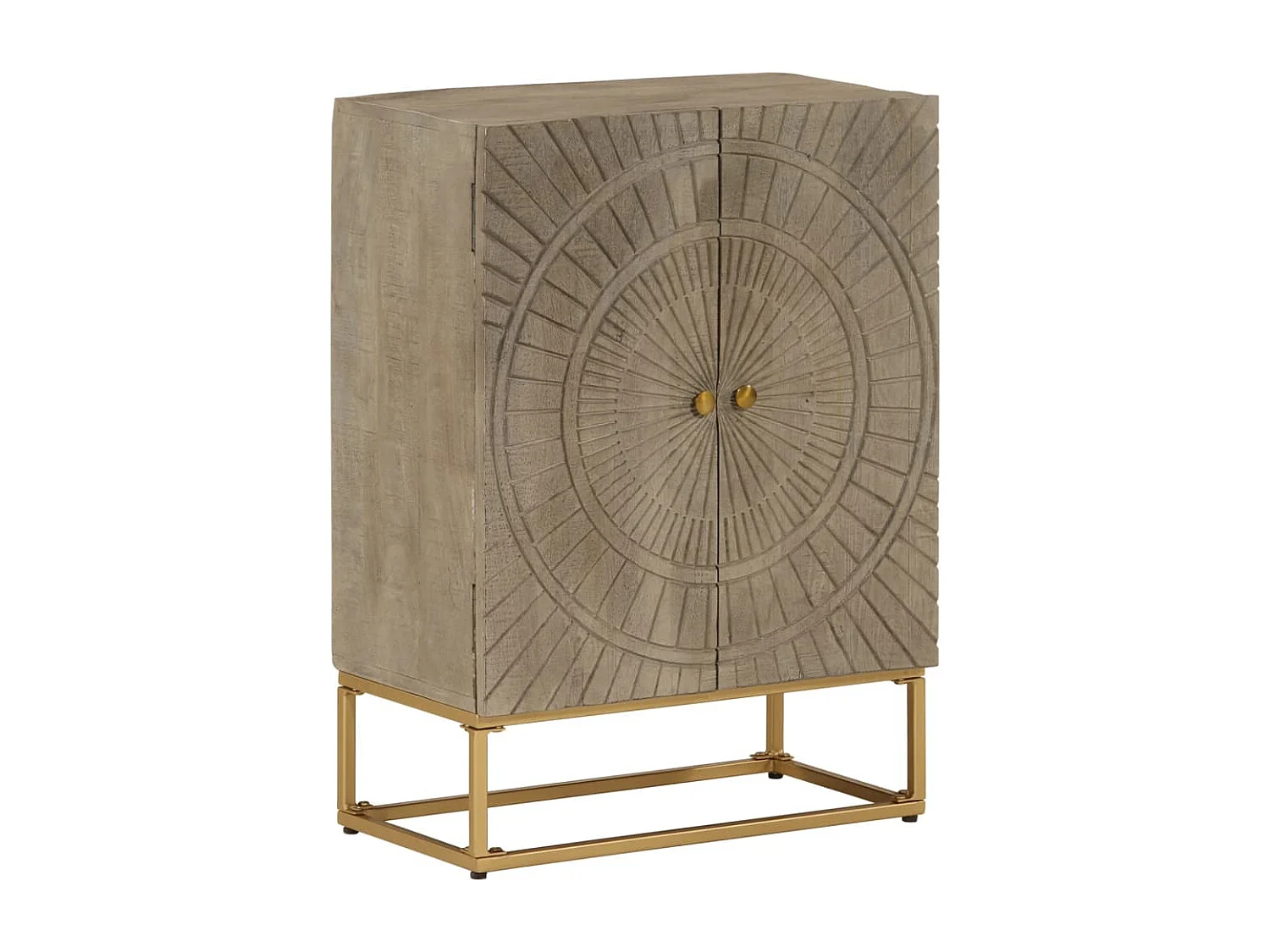 Buffet noir 55x30x76 bois massif de manguier et fer