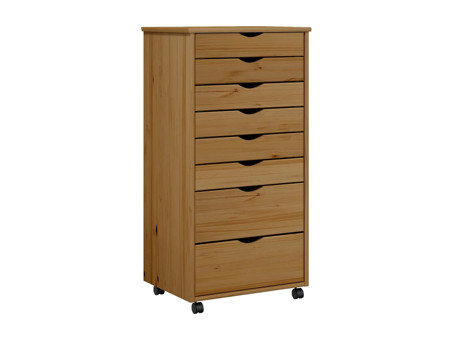 Armoire roulante avec tiroirs MOSS bois de pin marron miel