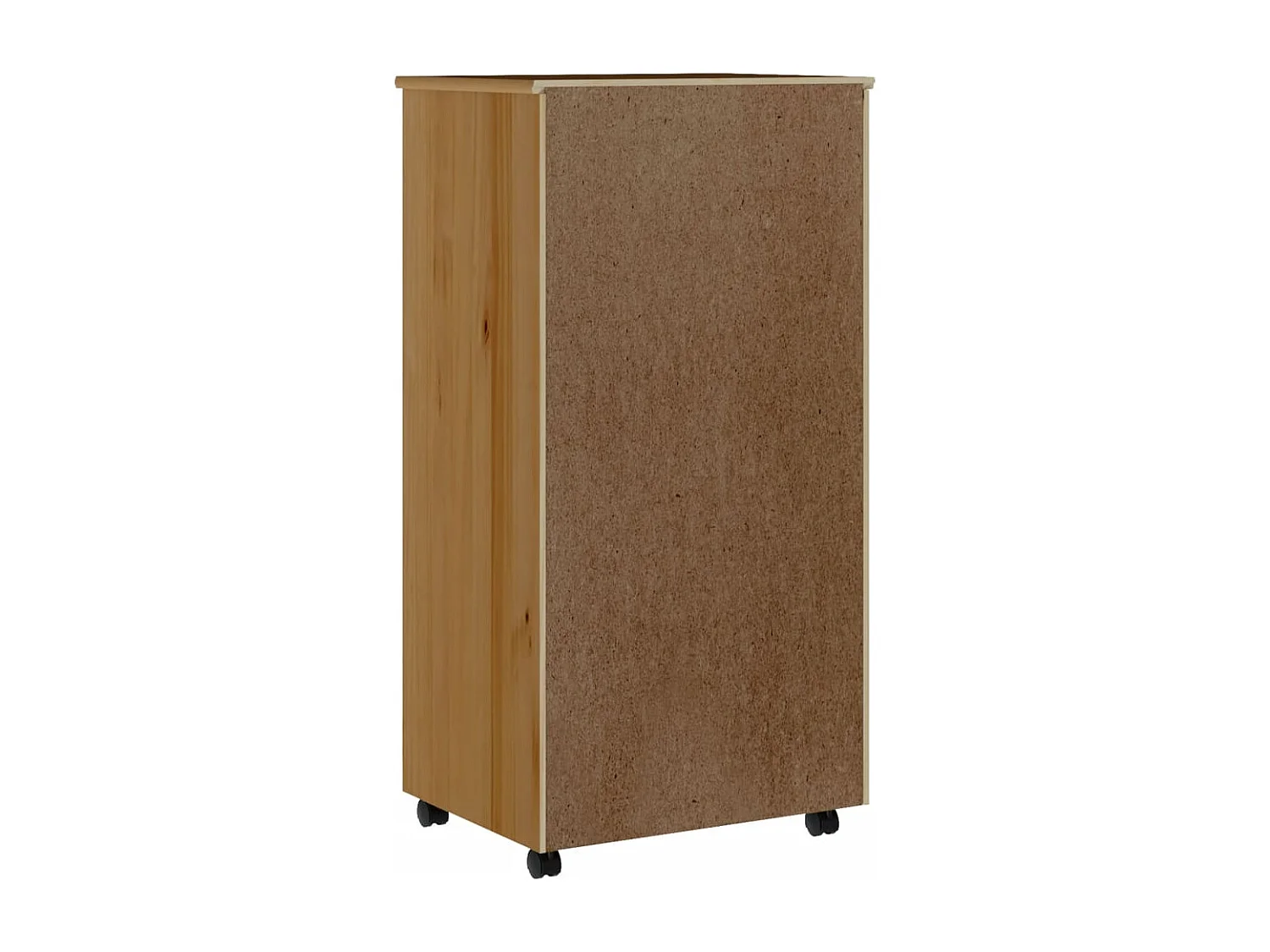Armoire roulante avec tiroirs MOSS bois de pin marron miel