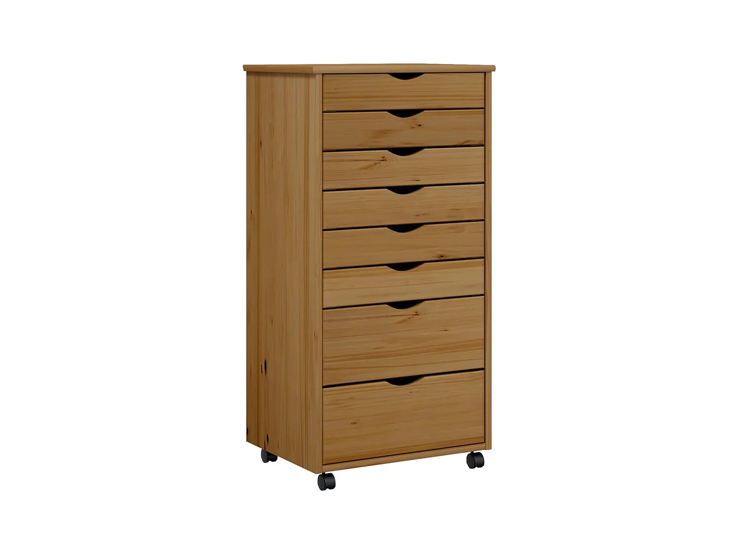 Armoire roulante avec tiroirs MOSS bois de pin marron miel