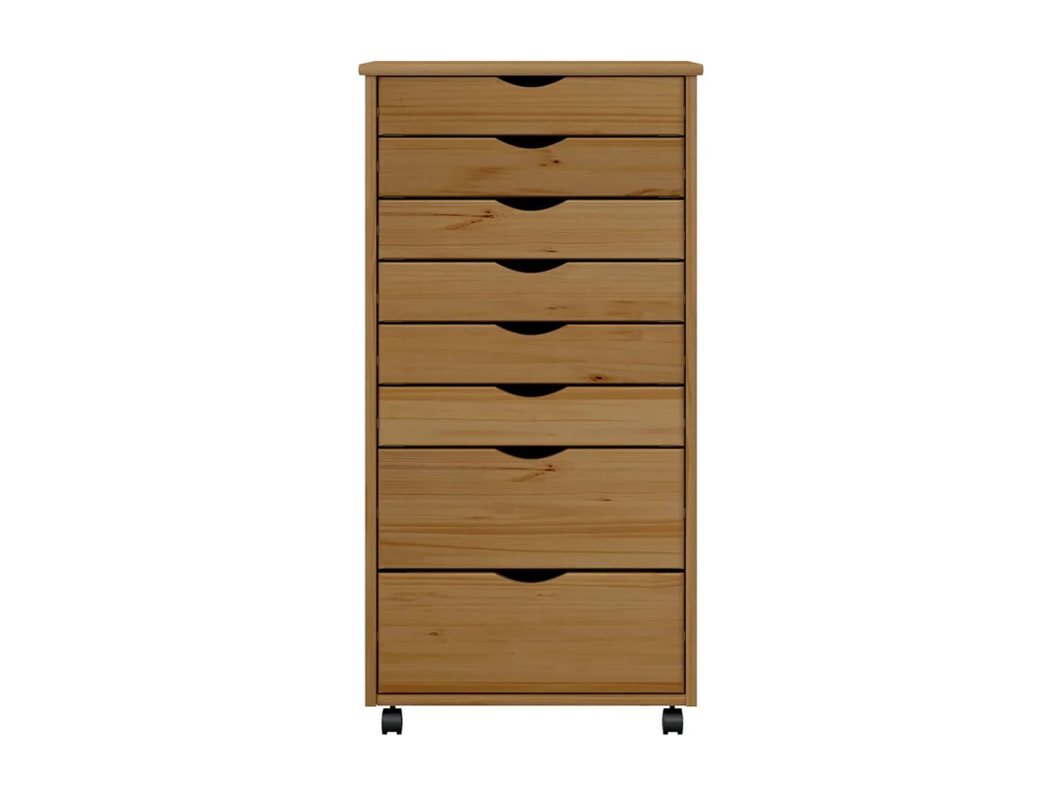 Armoire roulante avec tiroirs MOSS bois de pin marron miel