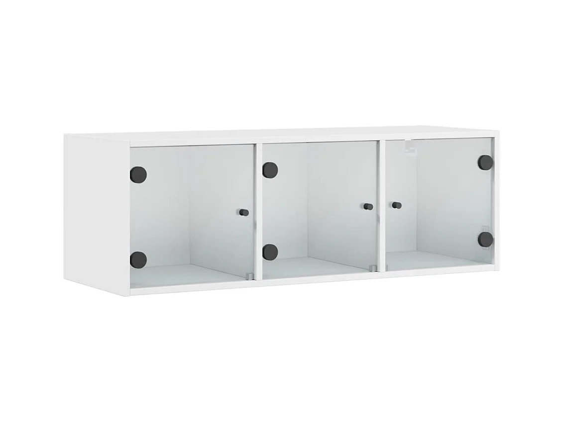 Armoire murale avec portes en verre blanc 102x37x35