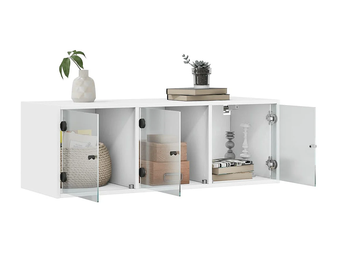 Armoire murale avec portes en verre blanc 102x37x35