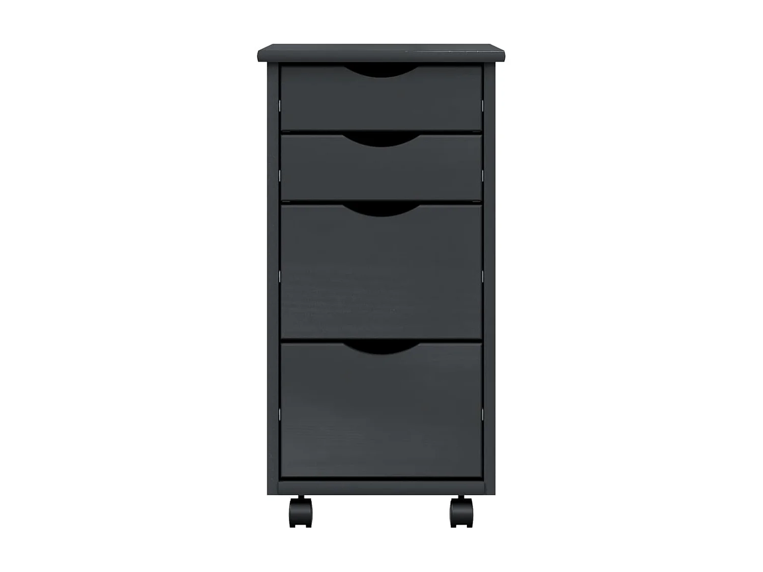 Armoire roulante avec tiroirs MOSS gris bois de pin solide