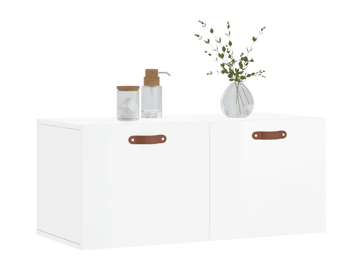 Armoire murale blanc brillant 80x36,5x35 bois d'ingénierie