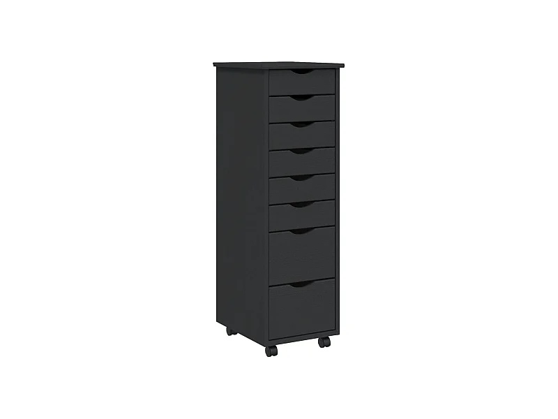 Armoire roulante avec tiroirs MOSS gris bois de pin solide