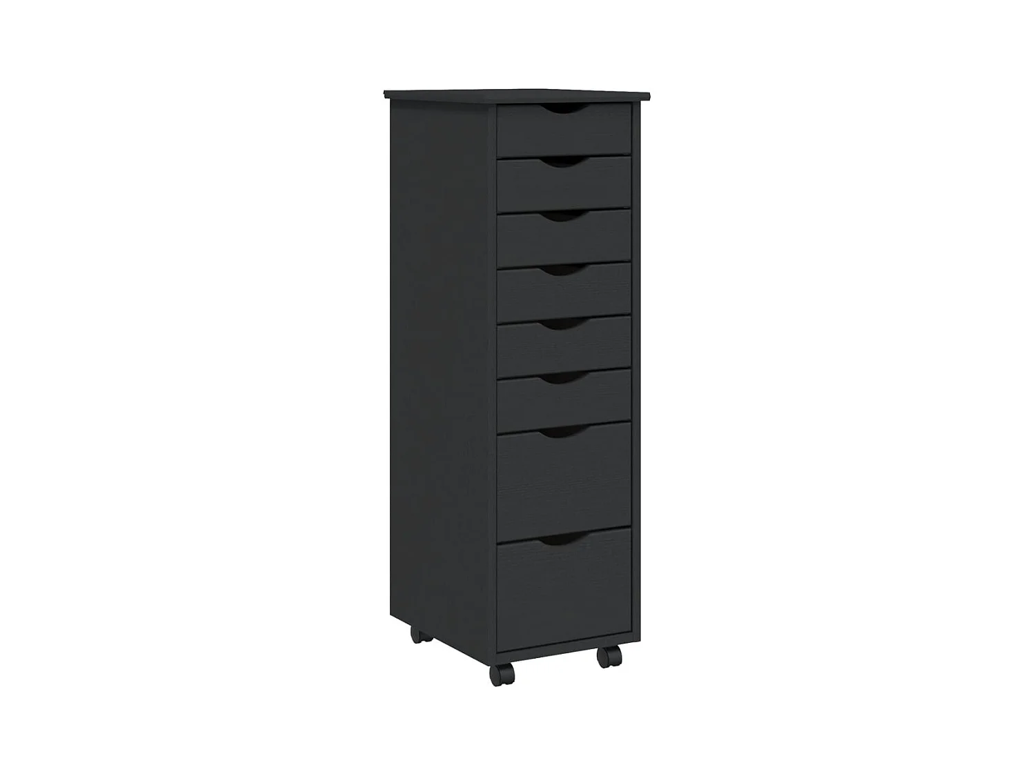 Armoire roulante avec tiroirs MOSS gris bois de pin solide