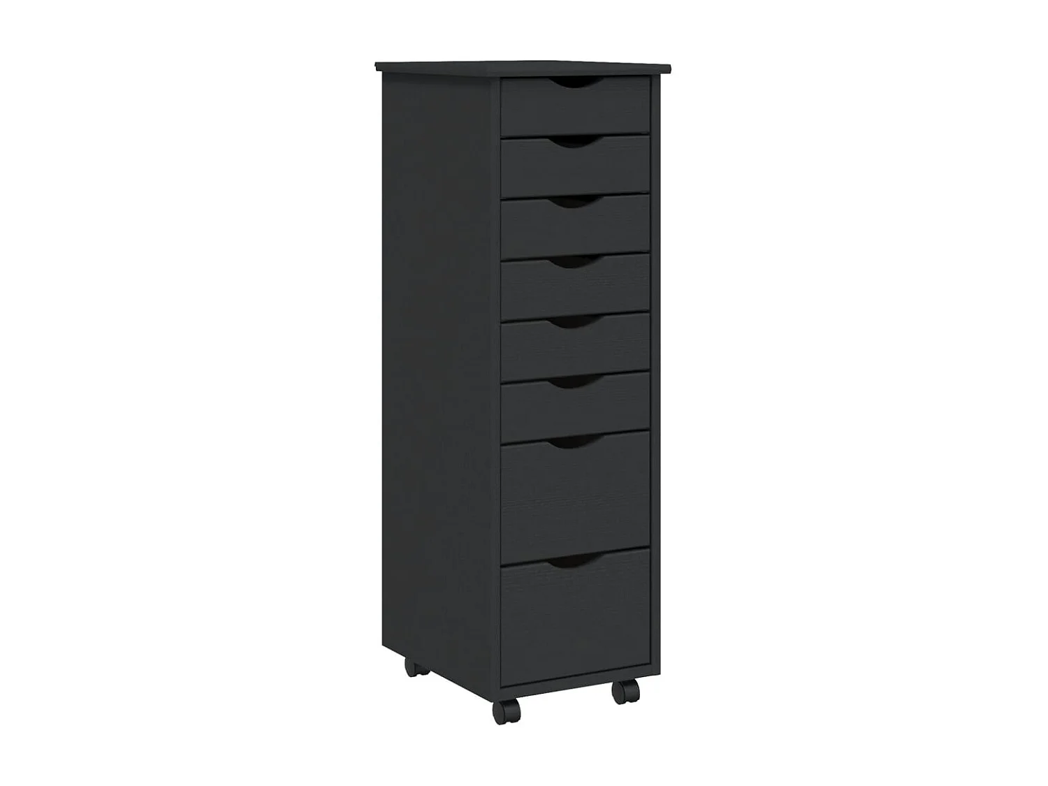 Armoire roulante avec tiroirs MOSS gris bois de pin solide