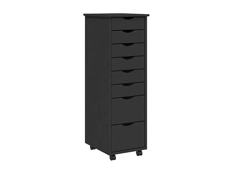 Armoire roulante avec tiroirs MOSS gris bois de pin solide