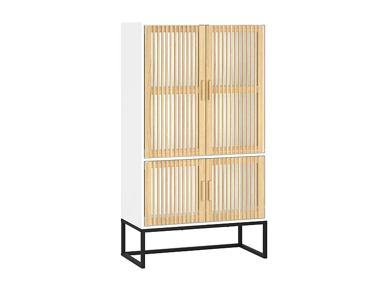 Buffet haut blanc 70x35x125 bois d'ingénierie