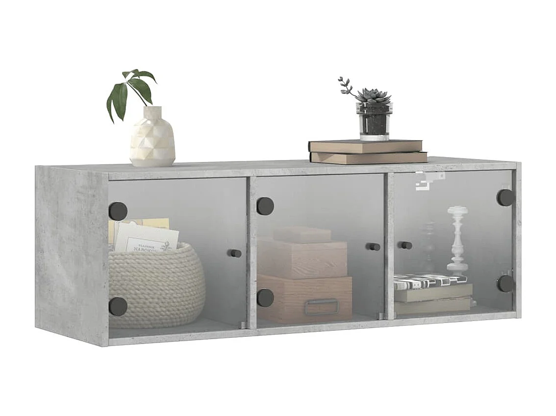 Armoire murale avec portes en verre gris béton 102x37x35