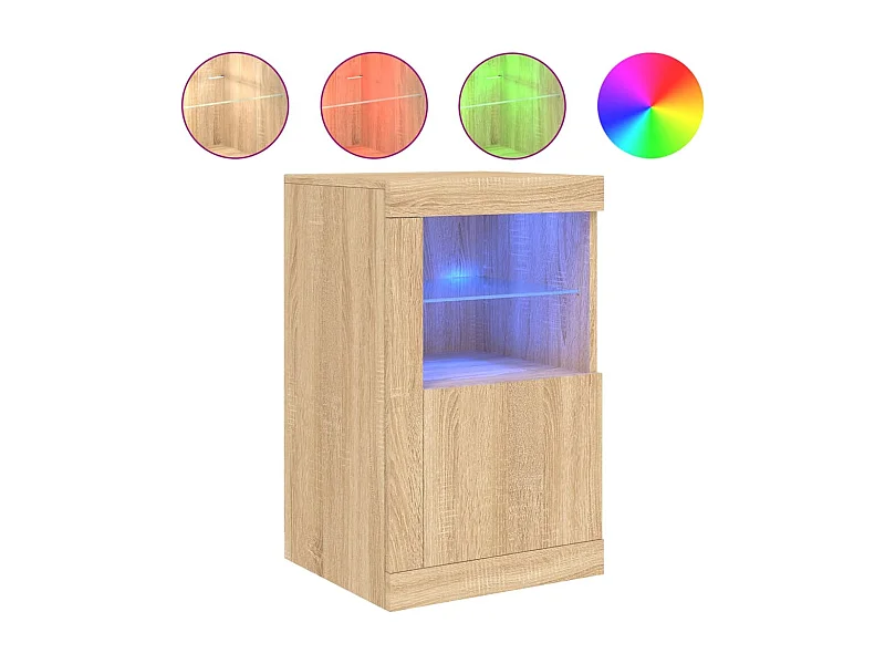 Armoire latérale avec lumières LED chêne sonoma