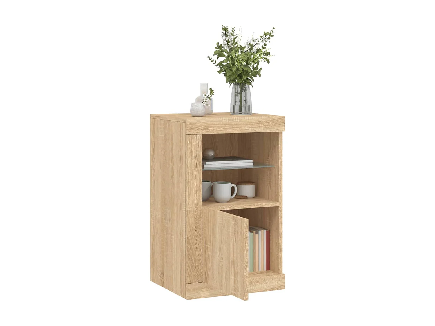 Armoire latérale avec lumières LED chêne sonoma