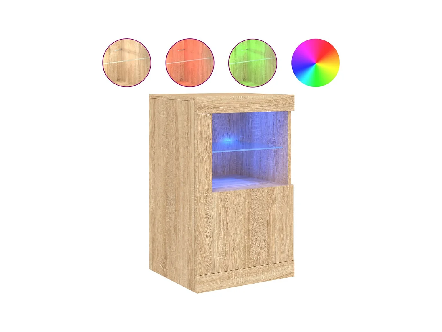 Armoire latérale avec lumières LED chêne sonoma