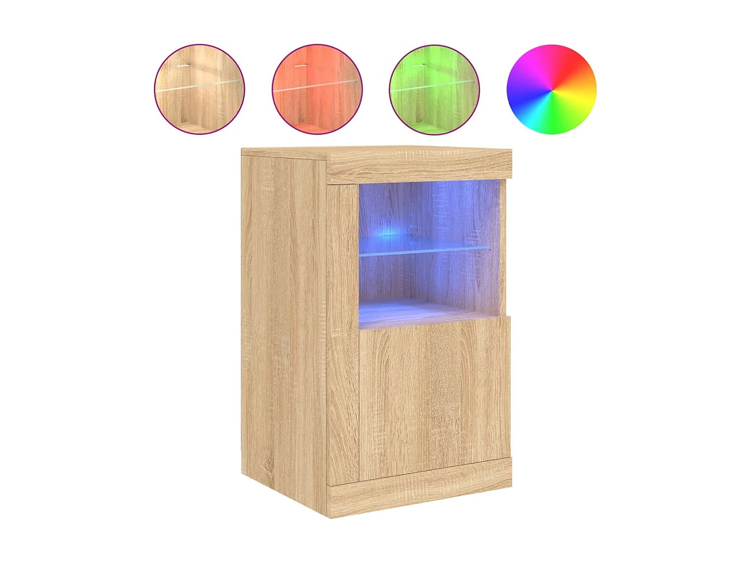Armoire latérale avec lumières LED chêne sonoma