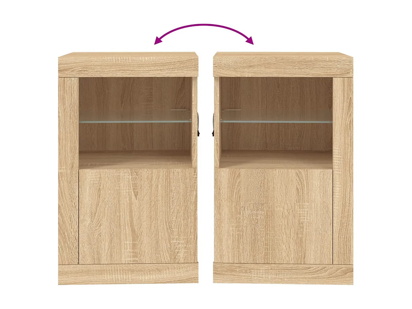 Armoire latérale avec lumières LED chêne sonoma