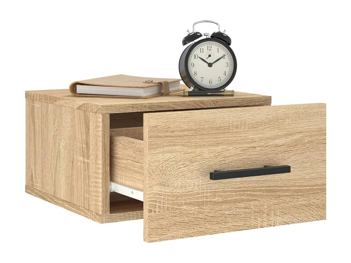 Table de chevet murale chêne sonoma 35x35x20