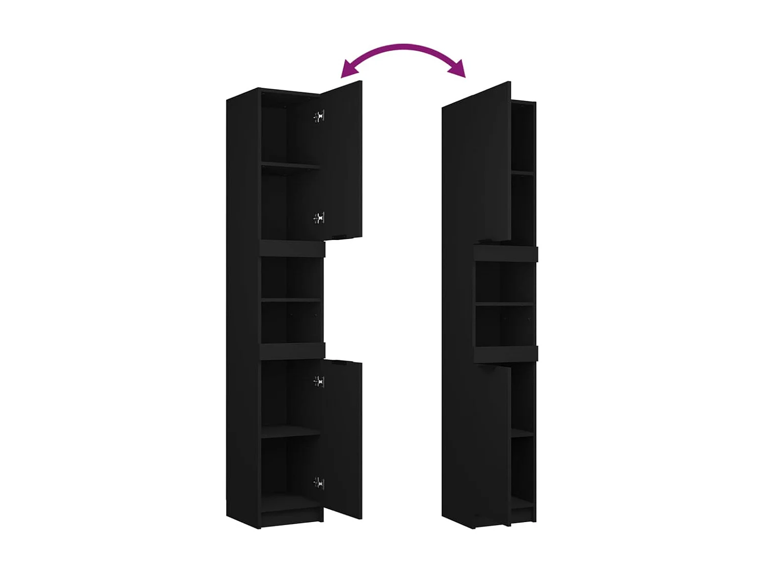 Armoire de salle de bain noir 32x34x188,5 bois d'ingénierie