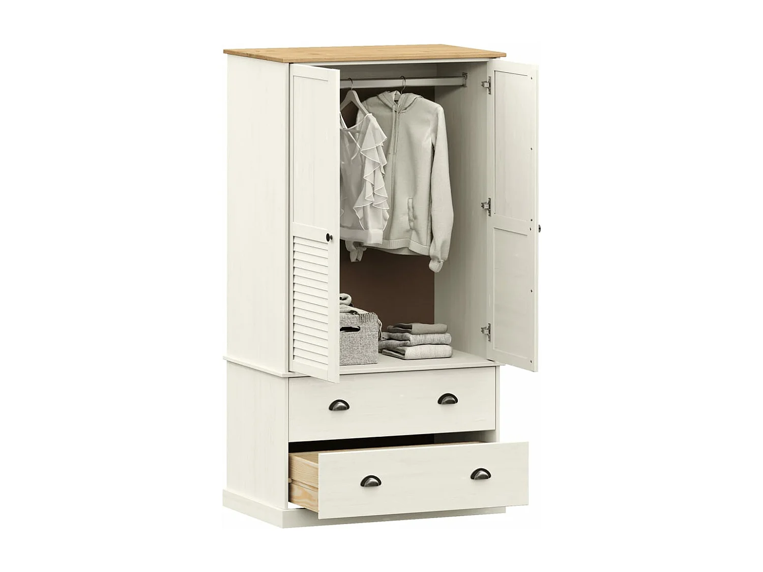 Garde-robe VIGO blanc 90x55x176 bois massif de pin