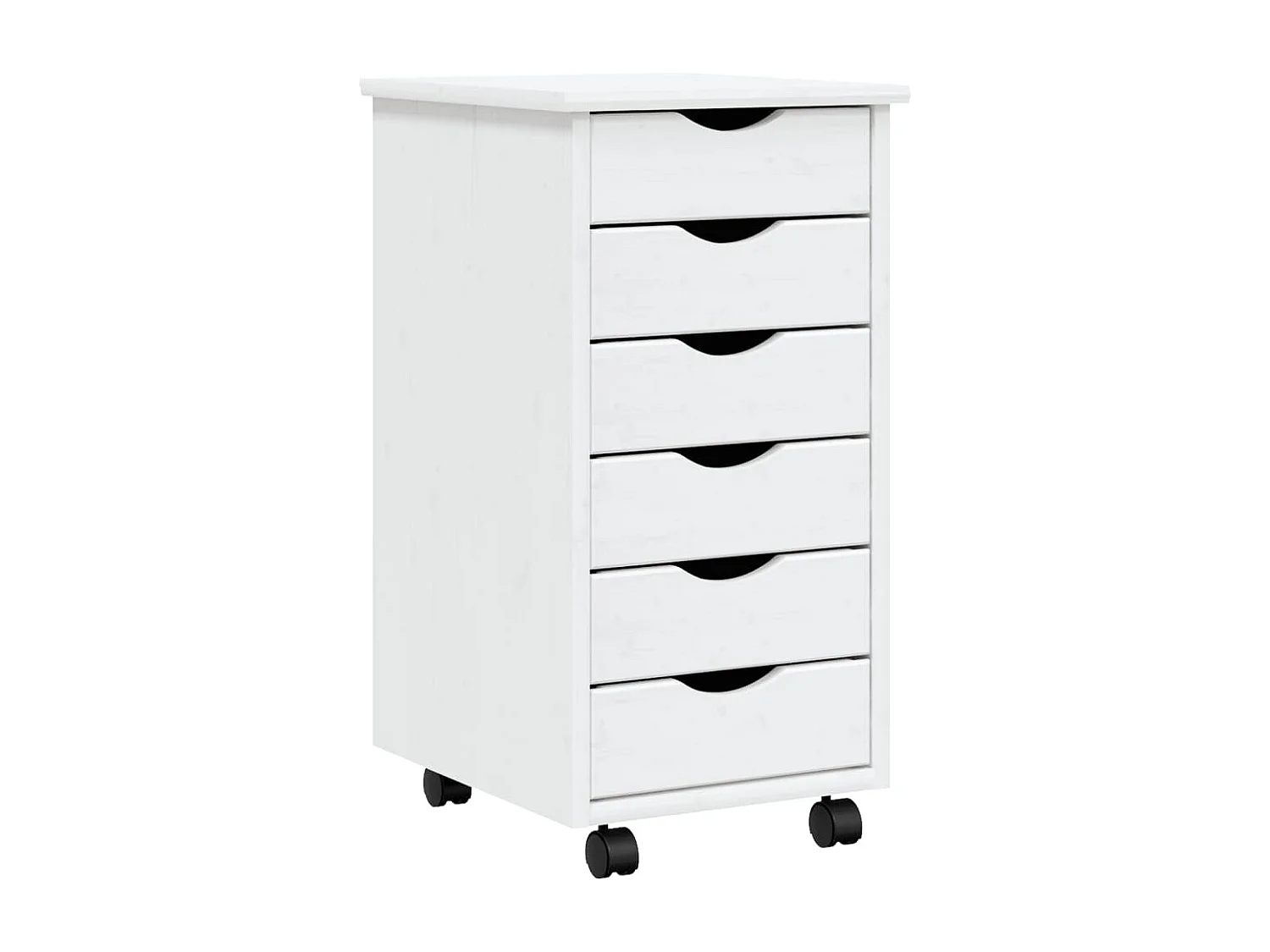 Armoire roulante avec tiroirs MOSS blanc bois de pin solide