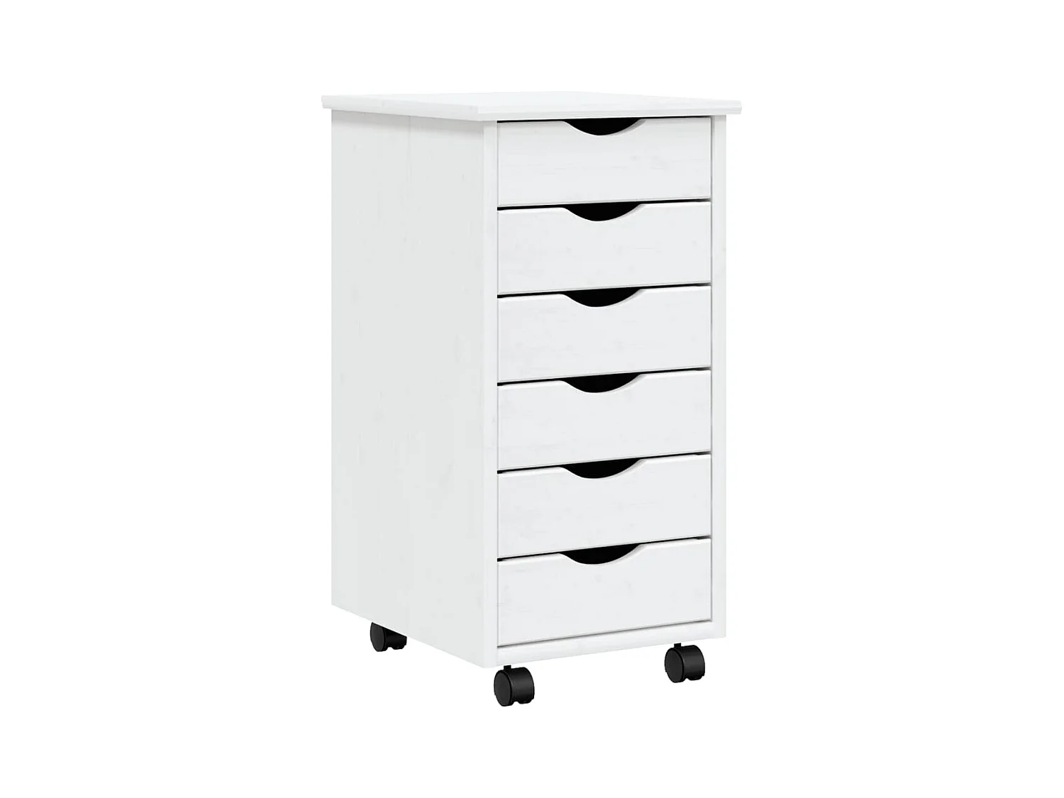 Armoire roulante avec tiroirs MOSS blanc bois de pin solide