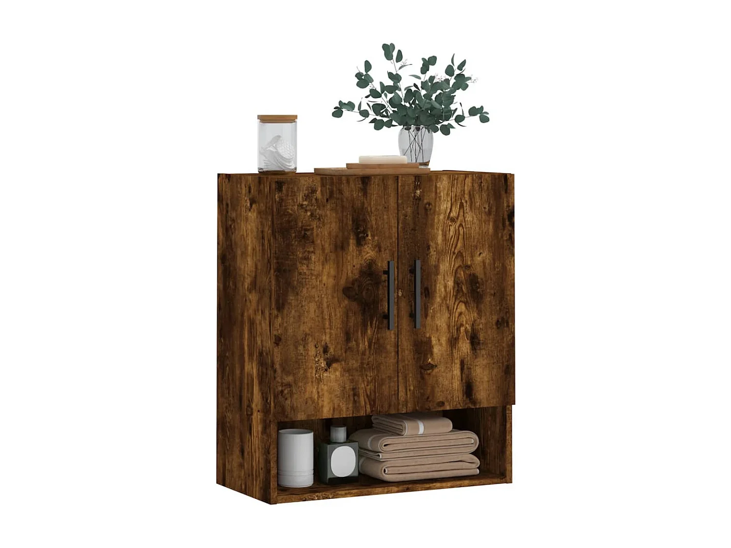 Armoire murale chêne fumé 60x31x70 bois d'ingénierie